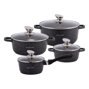 Komplet garnków marmurkowych 8el.