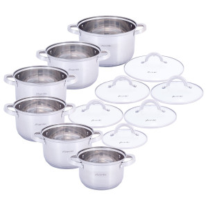 Zestaw komplet garnków ze stali nierdzewnej 12el.