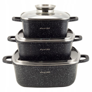 Nowoczesny komplet, zestaw garnków marmurkowych 6el.