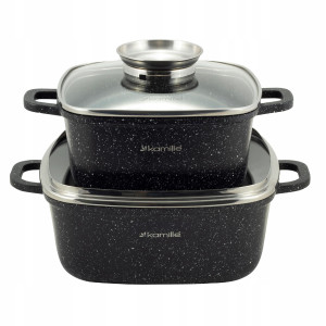 Nowoczesny komplet, zestaw garnków marmurkowych 4el.