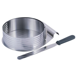 Obręcz regulowana do cięcia biszkoptu z podkładką i nożem