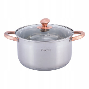 Elegancki stalowy garnek z pokrywką 5L