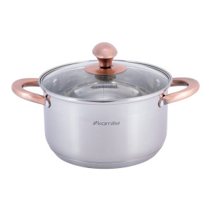 Elegancki stalowy garnek z pokrywką 3L