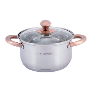 Elegancki stalowy garnek z pokrywką 2L