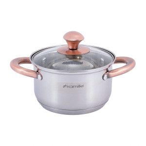 Elegancki stalowy garnek z pokrywką 1,5L