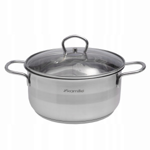 GARNEK GARNUSZEK Z POKRYWKĄ STALOWY GAZ INDUKCJA KAMILLE