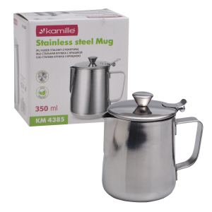 KUBEK STALOWY DZBANEK MLECZNIK Z POKRYWKĄ KAMILLE 350ml