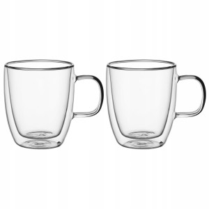 Solidny komplet zestaw szklanek filiżanek z podwójnego szkła 2szt.