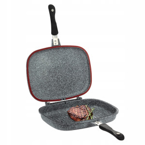 Solidna patelnia grillowa dwustronna na gaz indukcję granit