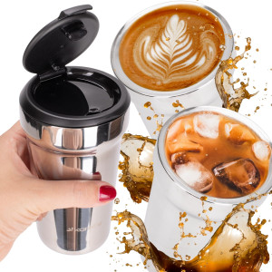 Chromowany kubek termiczny termos na napoje 320ml