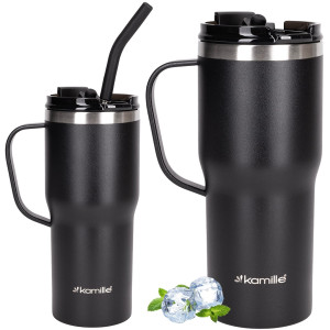 Kubek termos bidon termiczny ze słomką na kawę 600ml