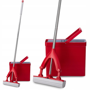 Mop gąbkowy składany kij + wiadro z wyciskaczem