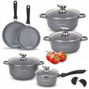 GARNKI ZESTAW GARNKÓW KOMPLET 10 el RONDEL PATELNIA INDUKCJA GAZ KAMILLE