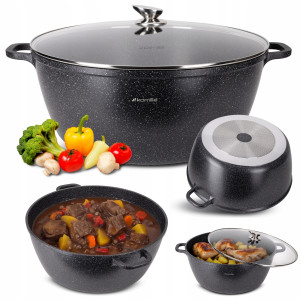 Duży garnek gar na inducję marmurowy 22L z pokrywką