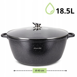 Duży garnek gar na inducję marmurowy 18,5L z pokrywką