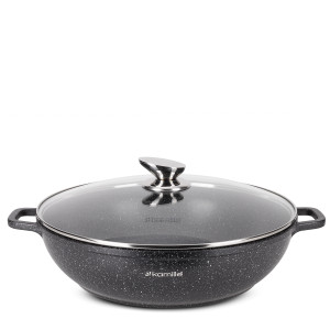 Garnek gar wok na inducję marmurowy 5,5L z pokrywką