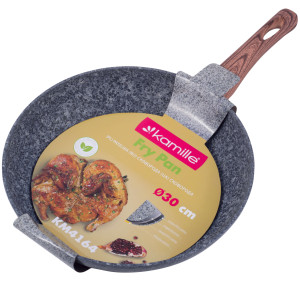 Solidna patelnia granitowa imitacja drewna 30cm