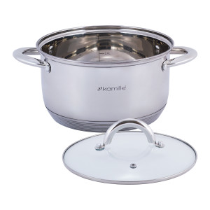 Garnek ze stali nierdzewnej ze szklaną pokrywką 3,4L