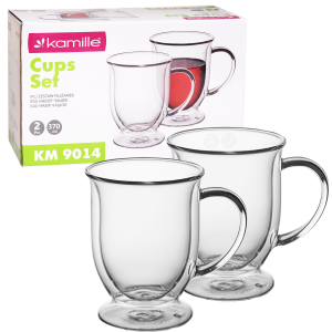 Solidny komplet zestaw szklanek kubków z podwójnego szkła 2szt.