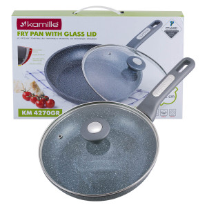 Patelnia granitowa 22cm z pokrywką