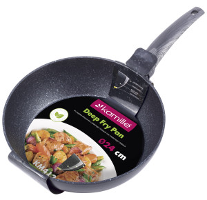 Patelnia marmurowa solidna głęboka, wok 24 cm