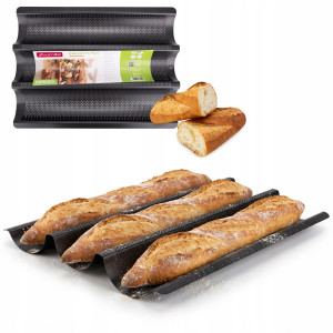 Forma do pieczenia bagietek chleba zapiekanek blacha na 3 bagietki Kamille