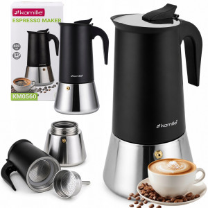 Kawiarka ciśnieniowa do kawy stalowa zaparzacz do espresso 600 ml Kamille