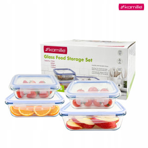 Zestaw 4 x lunchbox szklane pojemniki na żywność żaroodporne Kamille
