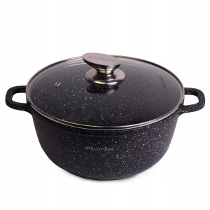 Solidny garnek kociołek marmurowy z pokrywką 6,5L