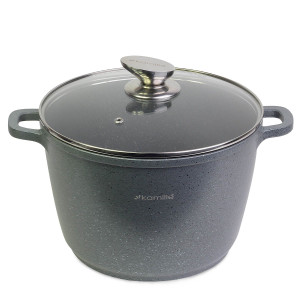 Solidny garnek kocioł granitowy z pokrywką 6,2L