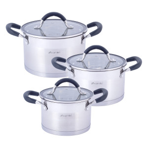 Nowoczesny komplet zestaw garnków ze stali 6el.