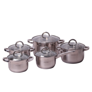 Zestaw komplet garnków ze stali nierdzewnej 10el.