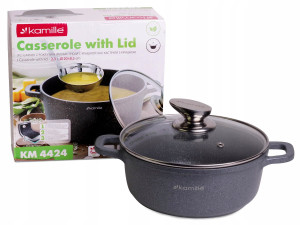 Solidny garnek granitowy z pokrywką 2,3L