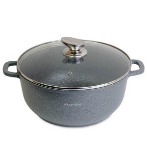 Solidny garnek kociołek granitowy z pokrywką 6,5L