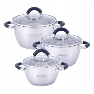 Nowoczesny komplet zestaw garnków ze stali 6el.