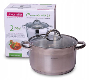 Garnek 24 cm 6,5 L z pokrywką INDUKCJA GAZ KAMILLE