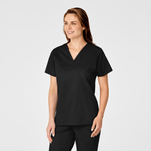 WonderWORK Women's Mock Wrap Top (Colours: Black, Clothing Size: S)