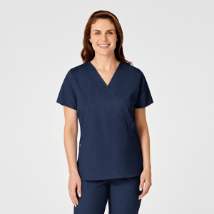 WonderWORK Women's Mock Wrap Top (Colours: Navy, Clothing Size: S)