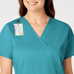 WonderWORK Women's Mock Wrap Top (Colours: Teal, Clothing Size: XS)