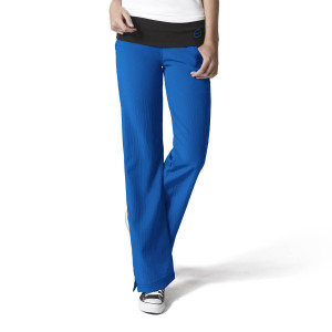 Four Stretch Women's Fold Over Knit Waist Trousers (Colours: Royal Blue, Clothing Size: S, Leg length: Regular 78cm)