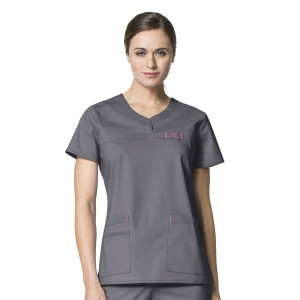 WonderFLEX Women's Patience Curved Notch Neck Top (Colours: Pewter, Clothing Size: XS)