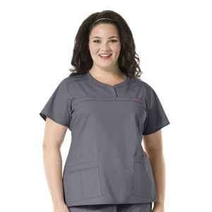 WonderFLEX Women's Patience Curved Notch Neck Top (Colours: Pewter, Clothing Size: XL)
