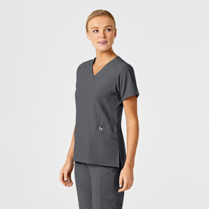 W123 Women's Stylized V-Neck Top (Colours: Pewter, Clothing Size: XS)
