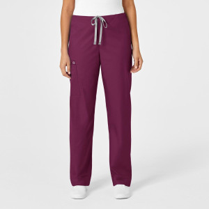 WonderWORK Unisex Drawstring Cargo Trousers By Special Order (Colours: Wine, Clothing Size: XXL, Leg length: Regular 79cm)