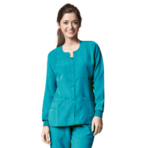 Four Stretch Women's Sporty Button Front Jacket (Colours: Teal, Clothing Size: XS)
