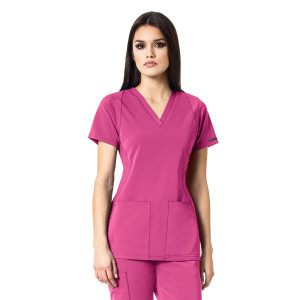 WonderWink HP Women's Sync V-Neck Top (Colours: Fuchsia, Clothing Size: XXL)