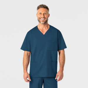 WonderWORK Men's V-Neck Top By Special Order (Colours: Caribbean Blue, Clothing Size: XS)