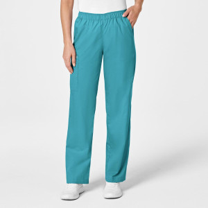 WonderWORK Women's Pull-On Cargo Trousers By Special Order (Colours: Teal, Clothing Size: S, Leg length: Regular 79cm)