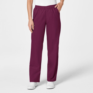 WonderWORK Women's Pull-On Cargo Trousers By Special Order (Colours: Wine, Clothing Size: XS, Leg length: Regular 79cm)