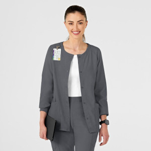 W123 Women's Crew Neck Warm Up Jacket Sale (Colours: Pewter, Clothing Size: XS)